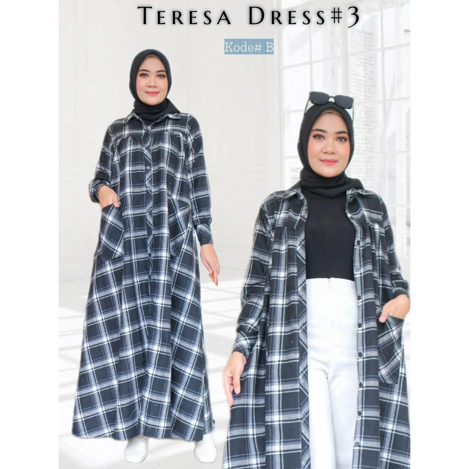 Aneka Model Gamis Flanel  Motif kotak-kotak terlaris baju  dress 2 in 1 muslimah outer bestseller