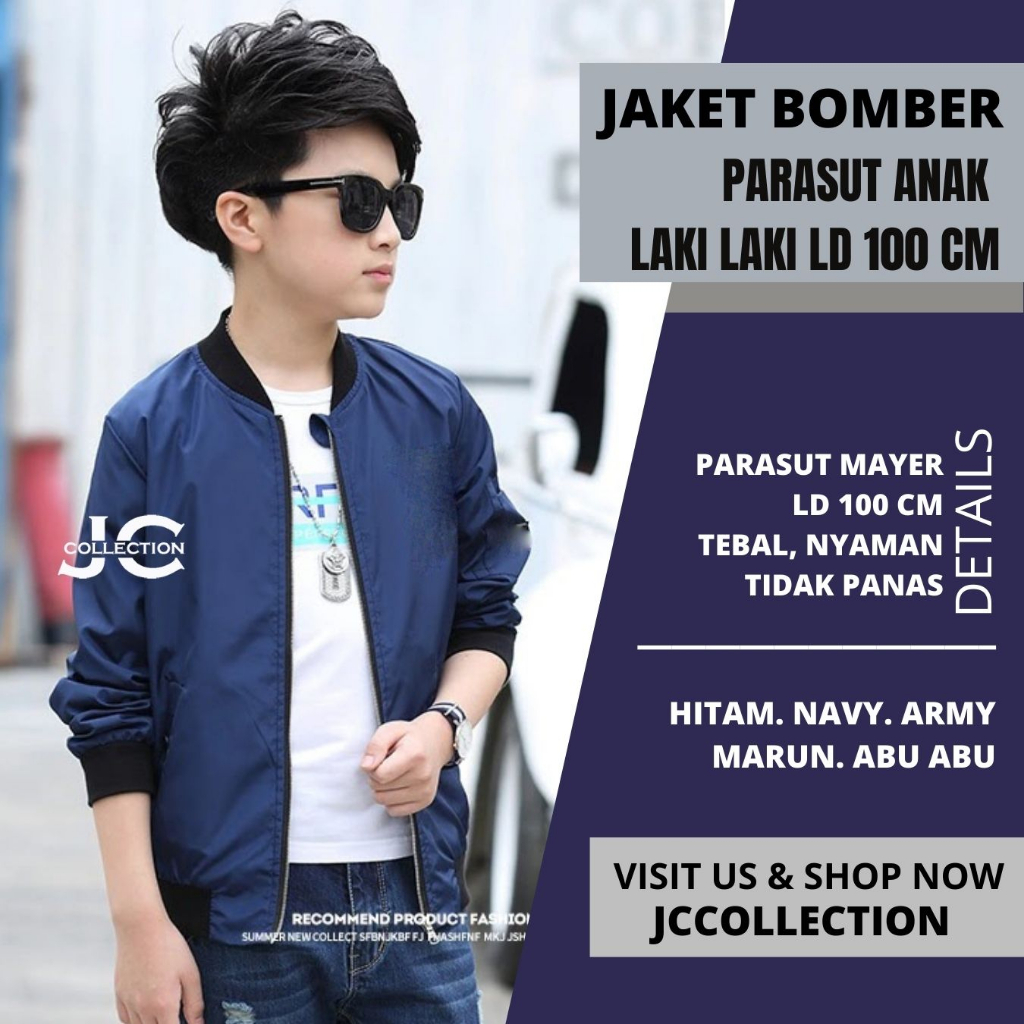 Jaket Bomber Anak Cowok Remaja Teens Umur 10 Tahun - 17 Tahun - JCCollections