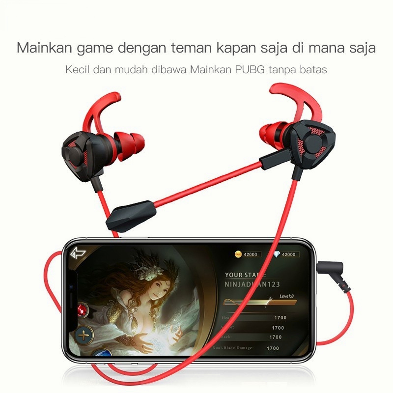 WTW11 G9 Headset Gaming PUBG Bass Noise Canceling dengan Mic Ganda Hifi Earphone Gaming Untuk