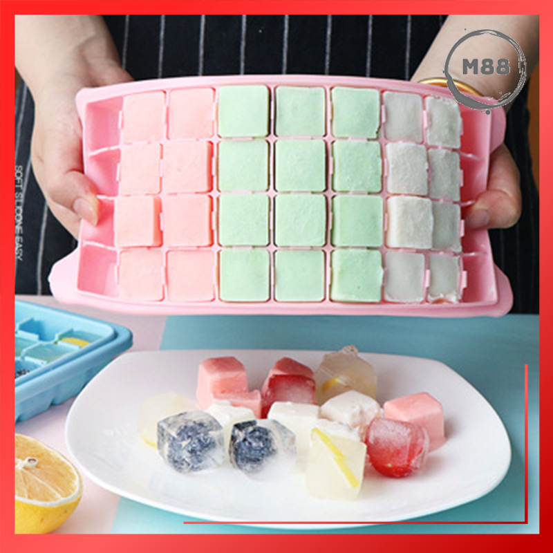 MARKAS88 Cetakan Es Batu Dengan Penutup Ice Cube Tray Bahan Silikon 36 Kotak dan 24 Kotak