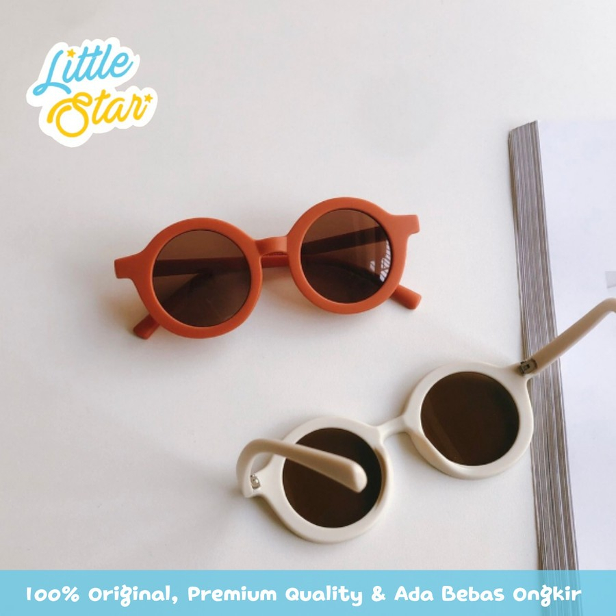 Set Kacamata Anak Bayi Balita Bulat Anti UV Unisex Free Pelindung Kain