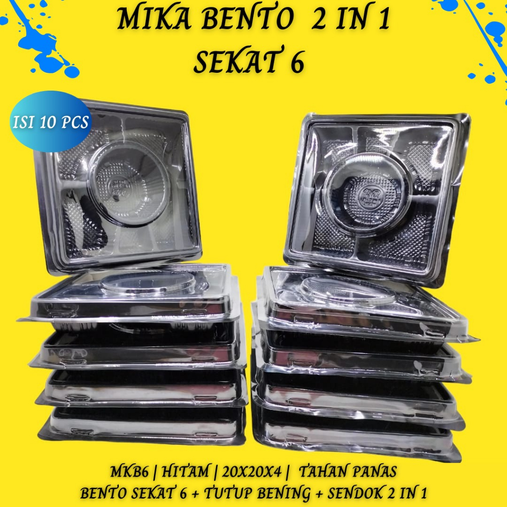 Mika Bento Sekat 6 Plus sendok 2 In 1 (Isi 10 Pcs-MKB6)