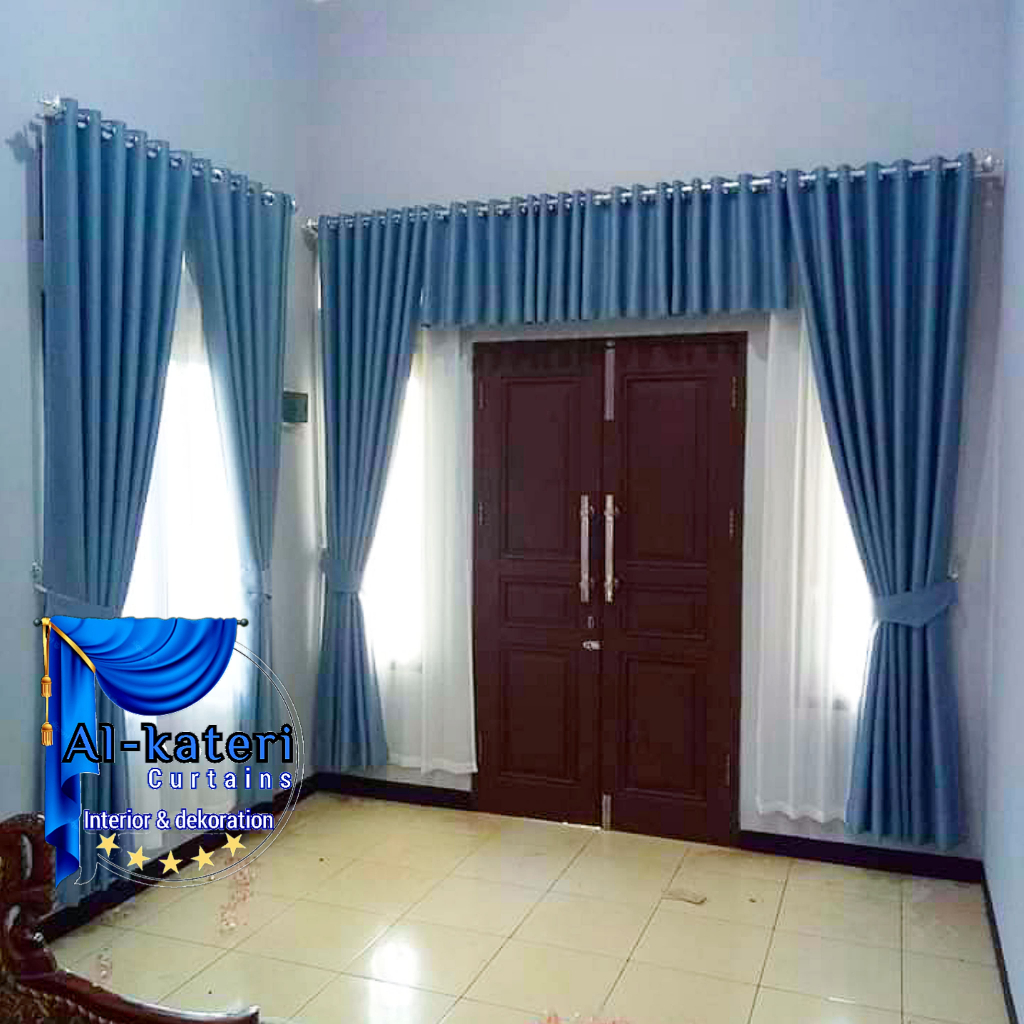 Gorden Satu Set Poni Blackout Polos Import Premium Model semokering Dekorasi Rumah Mewah Varian Warn