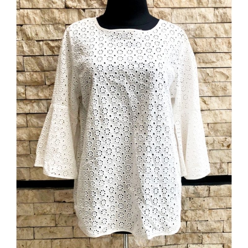 SALE EX BUTIK BROCADE TOP WOMAN TROMPET SLEEVE - BLOUSE ATASAN WANITA BROKAT