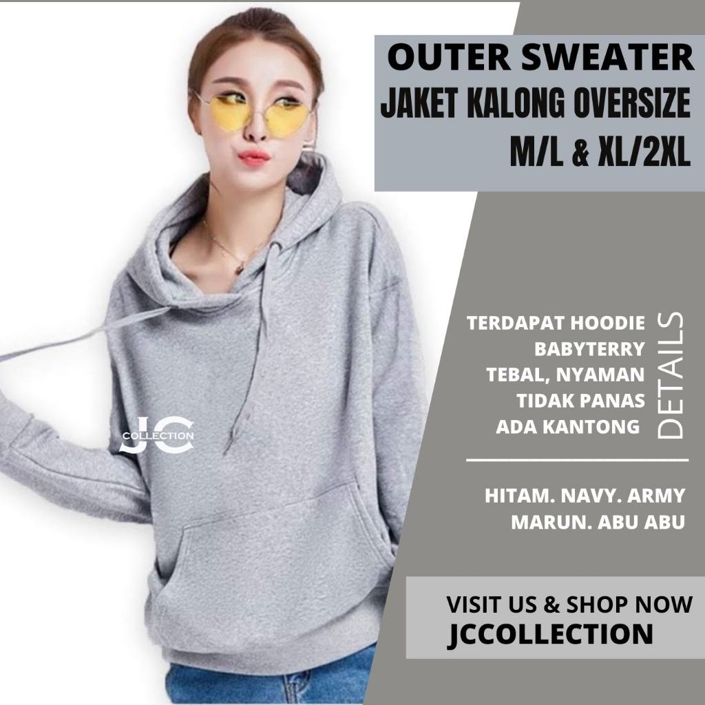 OLLA Sweater Jaket Wanita Oversize Hoodie Jumper Basic Polos / Jaket Sweater  Polos Wanita - JCCollections