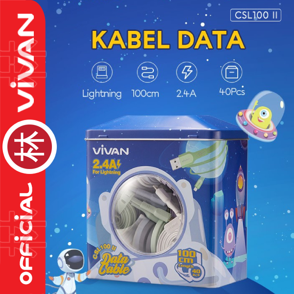 Vivan CSL100 II Lightning 100cm Kabel Data Cable New CSL100S CSL100 40 Pcs