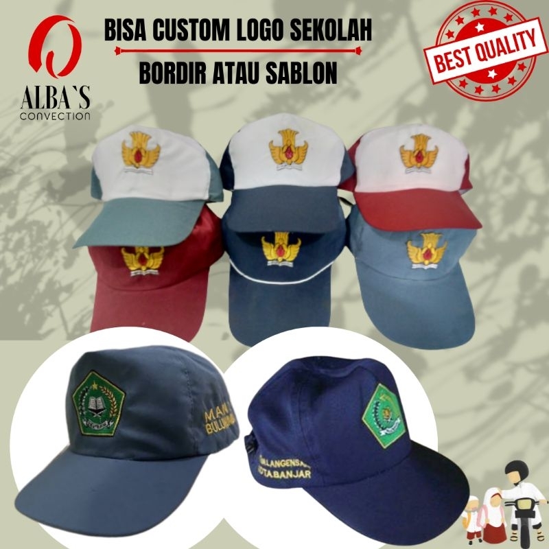 CUSTOM Topi Dasi Sekolah identitas logo sekolah SD SMP SMA