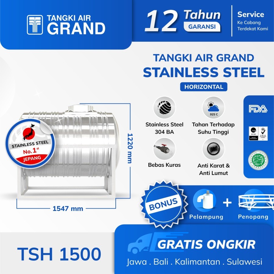TANDON AIR STAINLESS 1100 LITER TSH1500 GRAND TEDMOND TANGKI HALAL