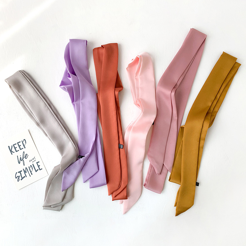 SIMPLE SOLID COLOR LONG NECK SCARF SYAL SELENDANG PANJANG WANITA POLOS TWILLY SHAWL BAG TAS AKSESORIS LEHER CEWEK