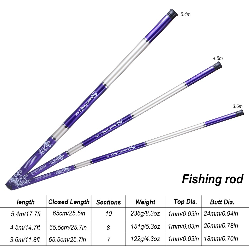 Joran Tegek Fishing Rod Carbon Tegek Panjang 2.7m 3.6m 4.5m 5.4m Fishing Rod Set Portabel Teleskopik Pancing Joran Pancing joran tegek