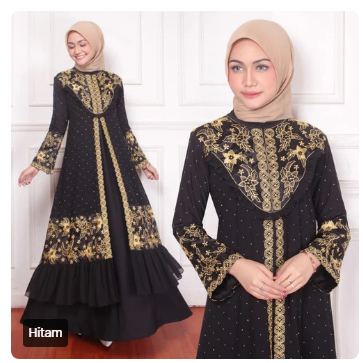 Gamis Abaya Turkey Terbaru bahan jersey mix ceruty motif Bunga Bawah Mix Bordir Berkualitas