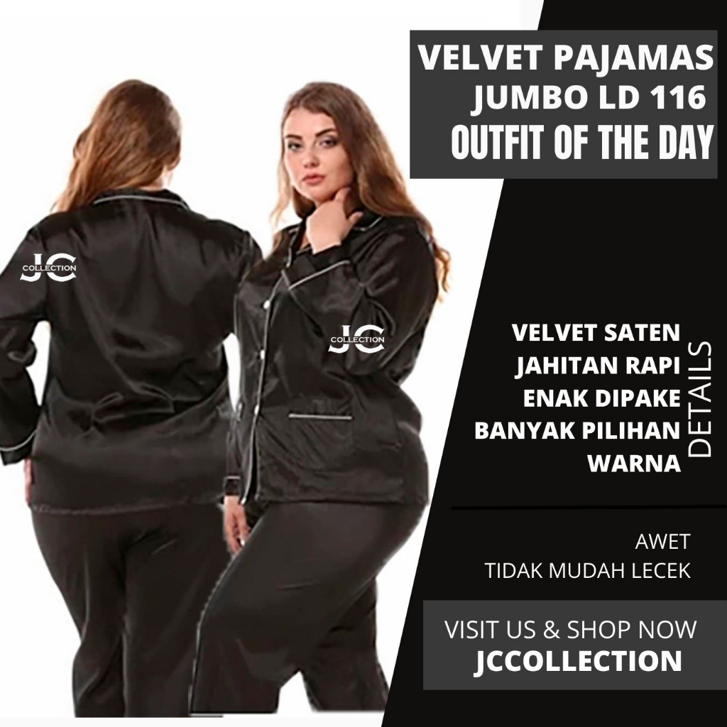 Piyama Wanita Jumbo Satin Pajamas Big Size PP - JCCollections