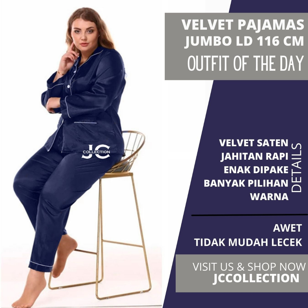 Piyama Wanita Jumbo Satin Pajamas Big Size PP - JCCollections