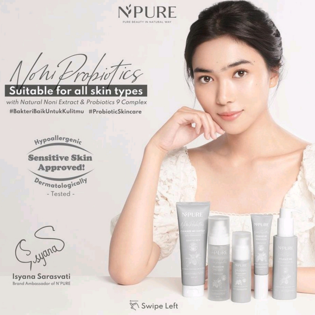 NPURE Licorice Cica Centella Asiatica Noni Probiotics Series Face Toner Serum Clear Pad Serum Day Night Beat the Sun Powder Cleanser N' Pure