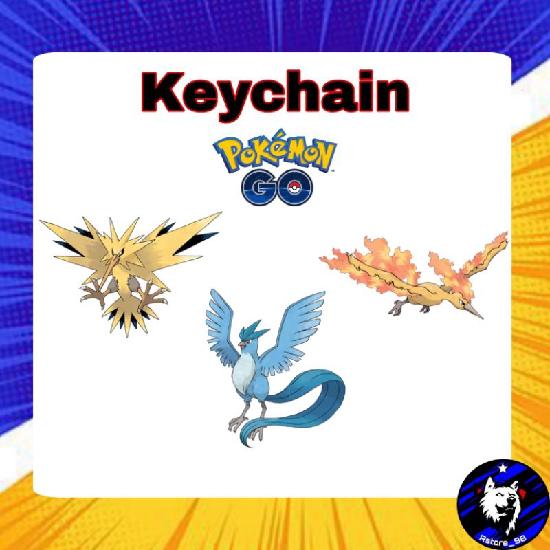 Gantungan Kunci Keychain Legendary Pokemon Go Moltres Zapdos Articuno Pikachu