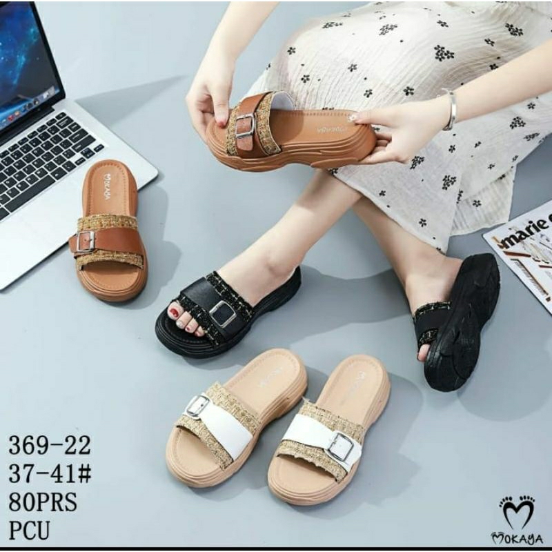 sandal wedges wanita selop anti slip mokaya