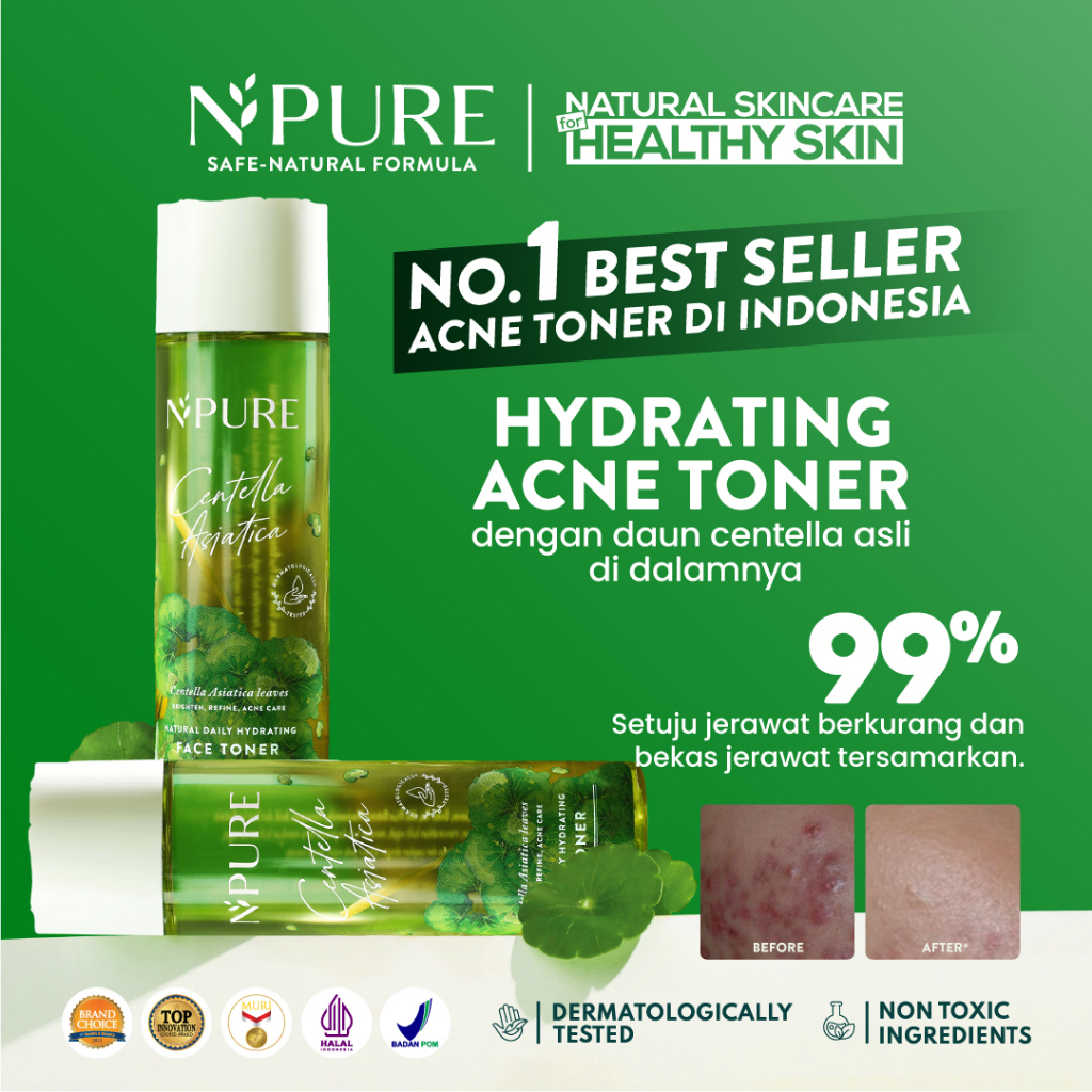 NPURE Licorice Cica Centella Asiatica Noni Probiotics Series Face Toner Serum Clear Pad Serum Day Night Beat the Sun Powder Cleanser N' Pure