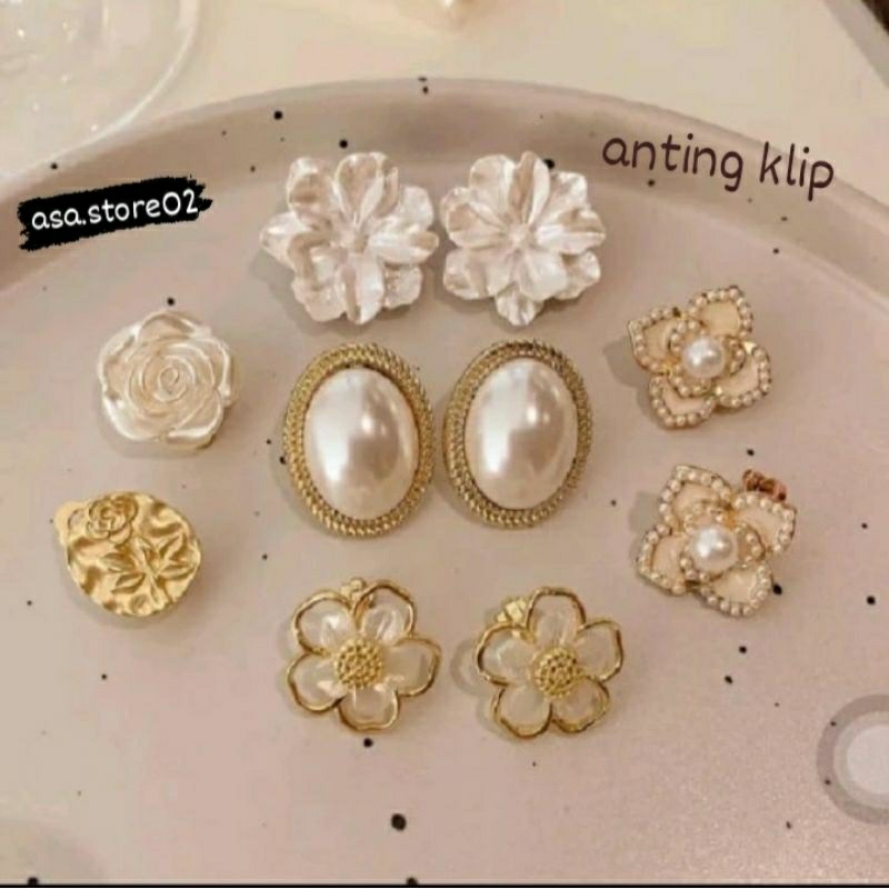 Anting Klip Hijab/Anting Jepit Tanpa Tindik/Anting Kondangan