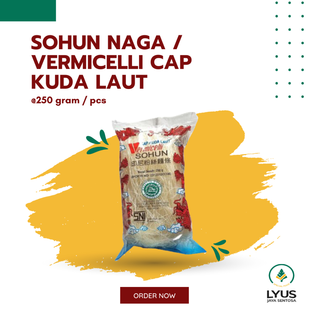 

Soun / Sohun Naga Liong Cap Kuda Laut @250g (kemasan)