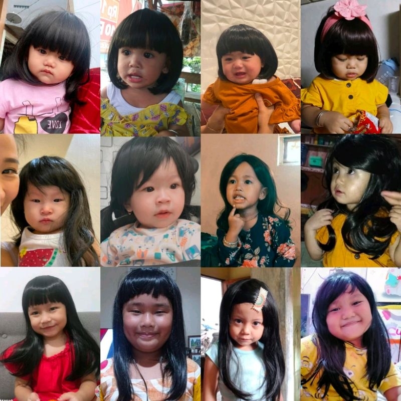 Wig Anak Rambut Palsu Anak Perempuan Lucu Import