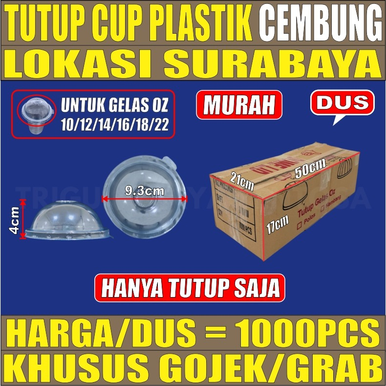 Lid Tutup Cembung Per Dus Untuk Gelas Plastik Oz Oval Rata Murah SBY