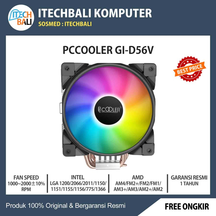 Fan CPU Pc COOLER GI-D56V HALO RGB | ITECHBALI