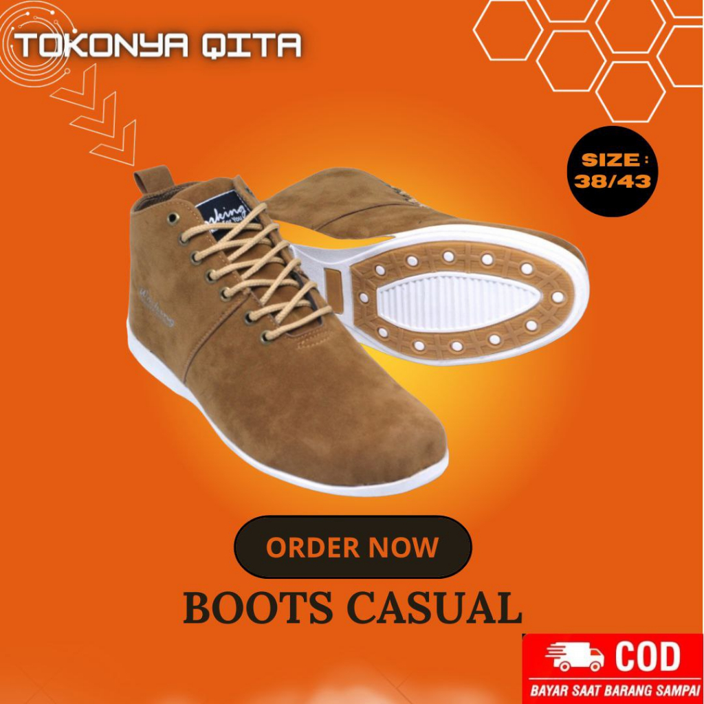 Sepatu spatu boot boots kulit kuliah kerja pria casual