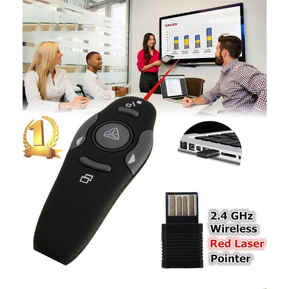 RF Wireless Presenter Laser Pointer Presentasi Remote Control 2,4 GHz Untuk Presentasi Powerpoint, MS Word, Excel