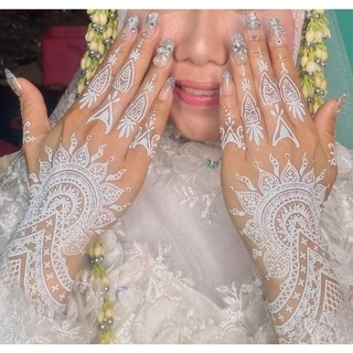 Tato Hena Pengantin Bride Tattoo Henna Instan Henna Putih Wedding Tattoo Waterproof Cantik Sticker H