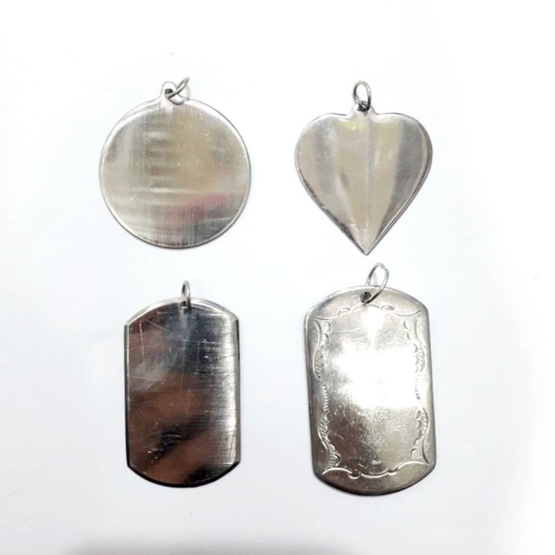 Liontin Pelat Monel Polos Stainless Steel 12buah Kulakan Grosir