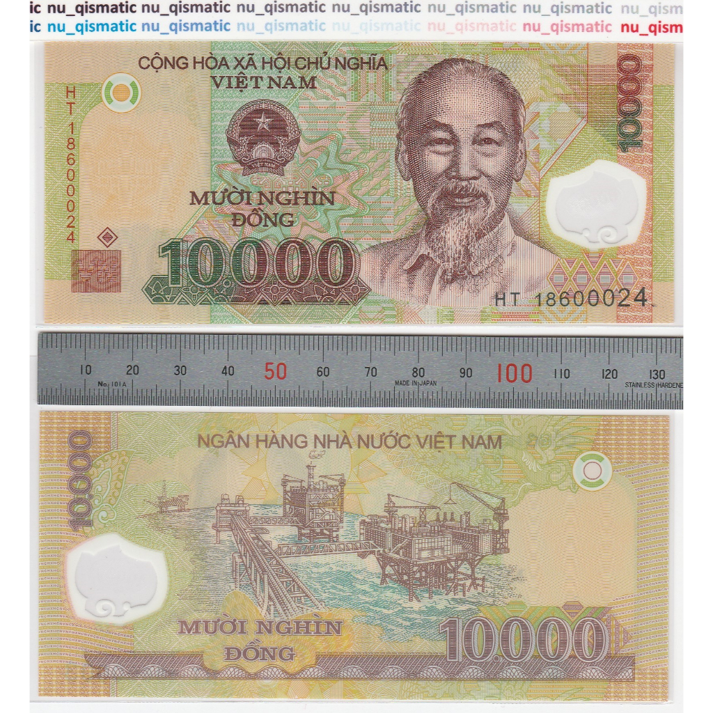 Uang Vietnam 10000 10.000 Dong 2011-2020, Polymer UNC Baru Super Gress Pick# 119
