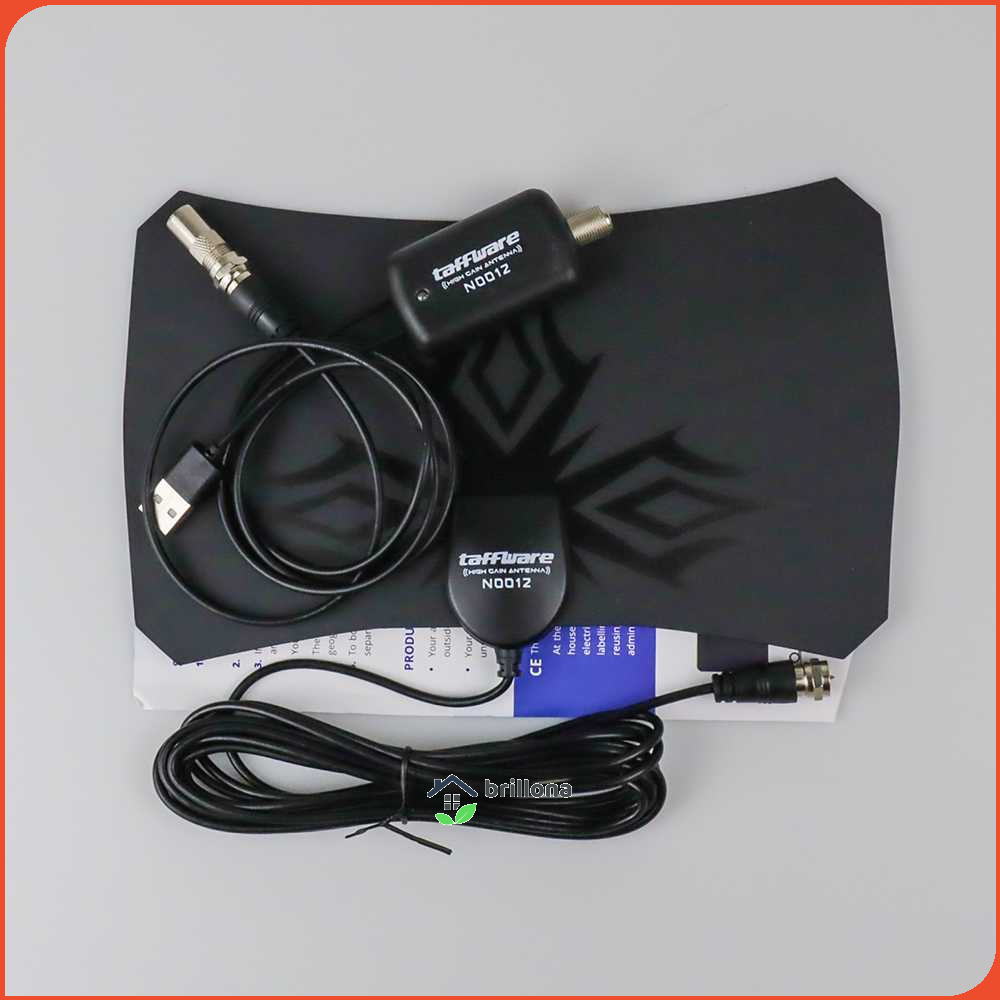 Antena TV Digital Paket Dengan Penguat Sinyal Boster DVB-T2 50 Mil HDTV Antena with Signal Booster Amplifer - Taffware N0012 - Black