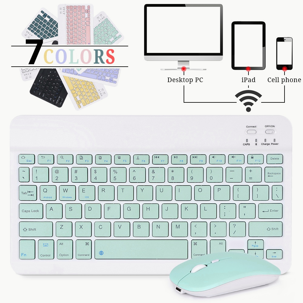 Papan kekunci Macaron Set tetikus Bluetooth tanpa kabel 10 inci