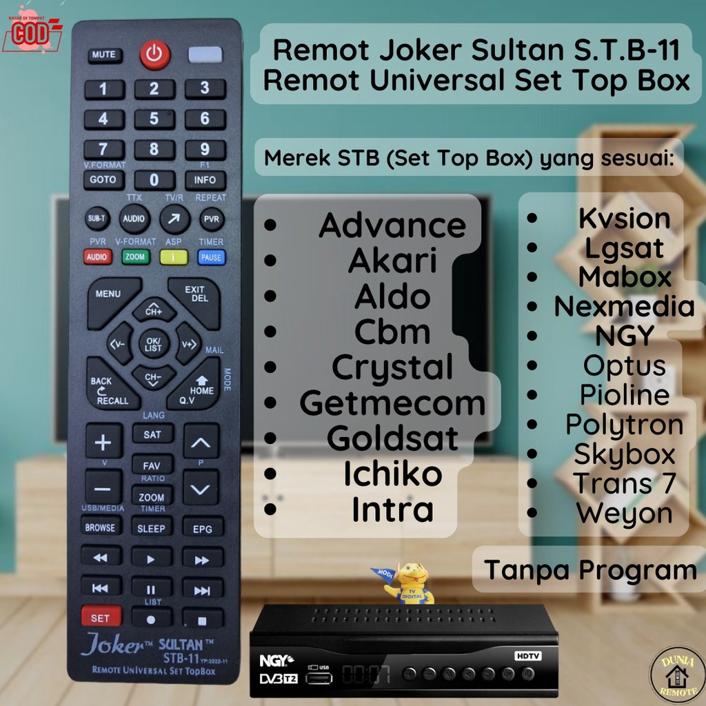 Remot Remote Stb Set Top Box Matrix Noise, Welhome, Luby, Evercoss, Advance, Matrix, LG, DLL Joker Sultan