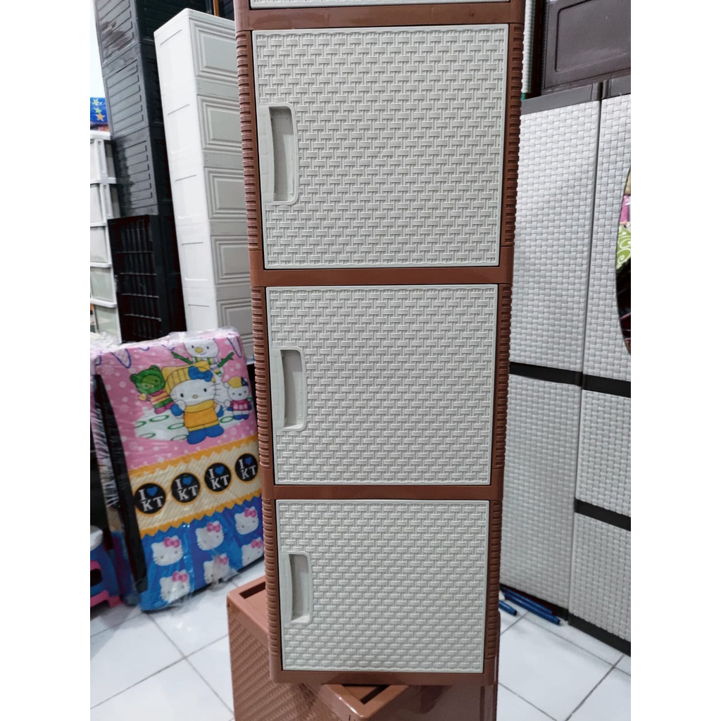 Lemari Plastik Lemari Pakaian Plastik Susun KACA ada KUNCI-SWING SSN 3