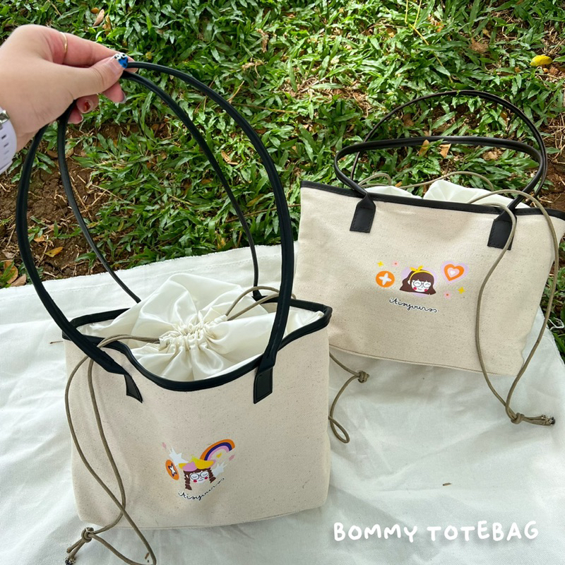 Bommy Tote CanvasBag | Tas Korea Tote Bag | Tote Bag Wanita