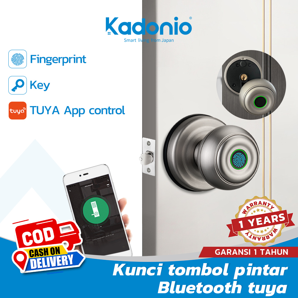 Kadonio tombol pintar sidik jari kunci Pintu TUYA Kontrol Bluetooth kunci pintu Sidik Jari Smart doorlock kunci pintu fingerprint
