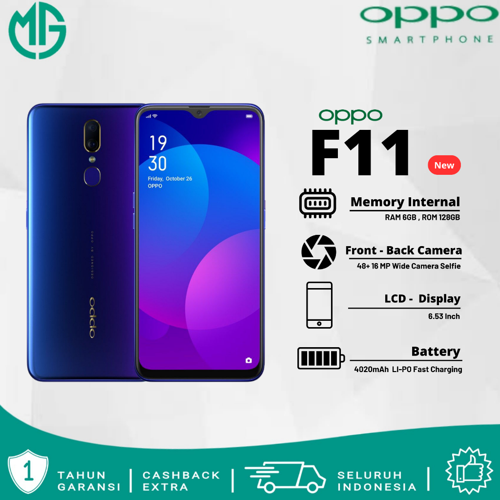 OPPO F11 6/128 GB SMARTPHONE GARANSI 1 YEAR