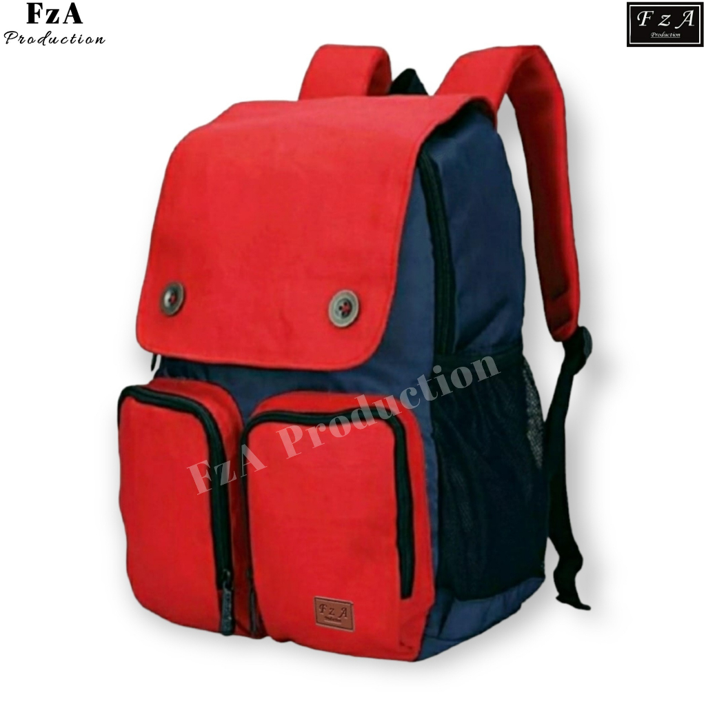 FzA Official -Tas Ransel anak laki laki - Tas Ransel Anak Sekolah - Tas Ransel Sekolah anak laki-laki anak perempuan Backpack Sekolah Anak [ High Quality ] - Red Kids FREE Raincover