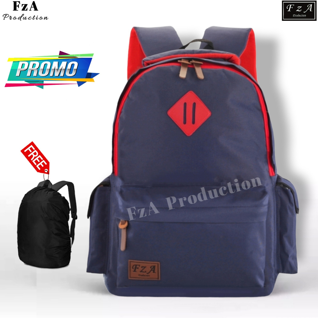 FzA Official -Tas Ransel anak laki laki - Tas Ransel Anak Sekolah - Tas Ransel Sekolah anak laki-laki anak perempuan Backpack Sekolah Anak [ High Quality ] - Navy Kids FREE Raincover