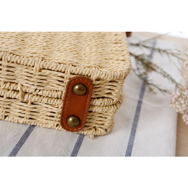 Vintage Straw Rattan Square Sling Bag 10203