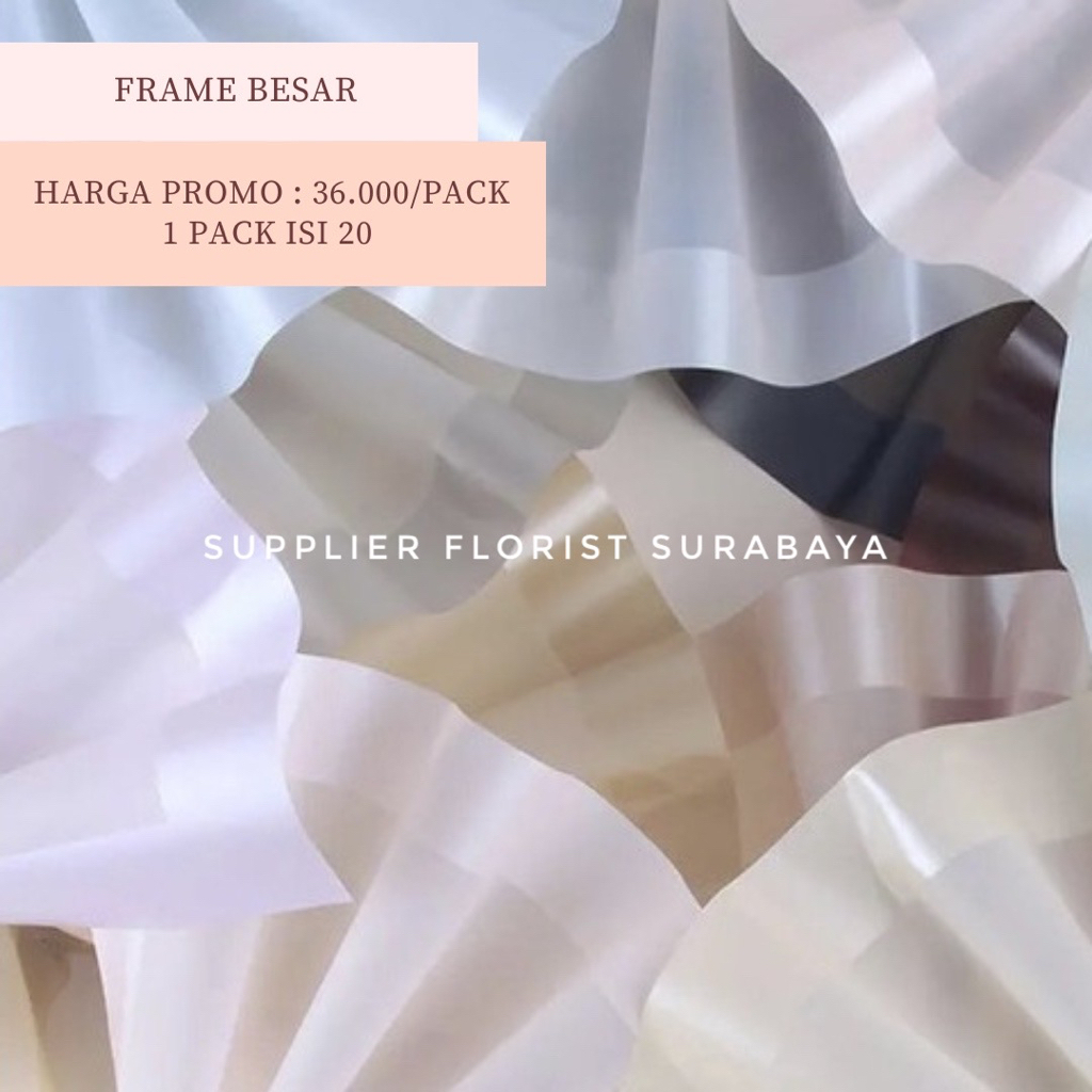 [1 PACK ISI 20 LBR] KERTAS CELLOPHANE FRAME BESAR BOLD FRAME WRAPPING PAPER WRAP BUNGA FLORIST DIY KOREAN STYLE CELLO LIST WARNA TEBAL KERTAS BUKET BUNGA WATERPROOF