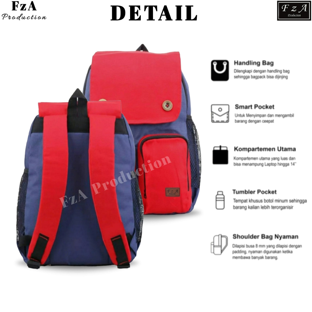 FzA Official -Tas Ransel anak laki laki - Tas Ransel Anak Sekolah - Tas Ransel Sekolah anak laki-laki anak perempuan Backpack Sekolah Anak [ High Quality ] - Red Kids FREEE Pencil Warna