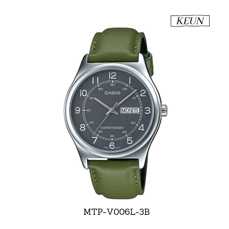 Casio MTP-V006L-3B // jam tangan pria - casio original - jam tangan leather //
