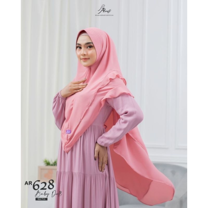 Hijab Arrafi 628 Jilbab kerudung Khimar ceruty baby doll dua layer syar'i Arrafi 628