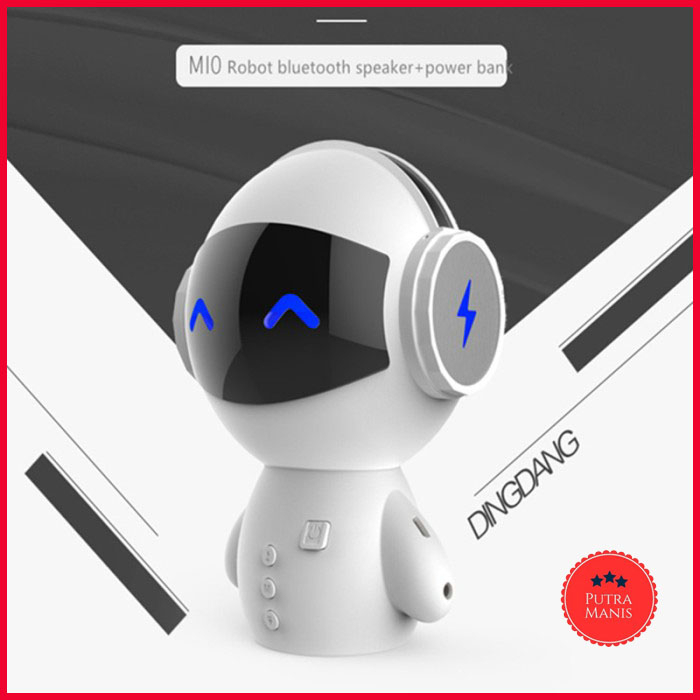 Speaker Robot DINGDANG 2IN1 Portable Bluetooth Power Bank M10 Mp3 Aux speker ding dang PB multifungs