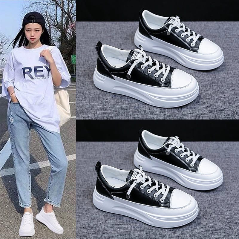 &quot;FREE BOX&quot; LV0081 Sepatu Sneakers Wanita Casual Polos  PU