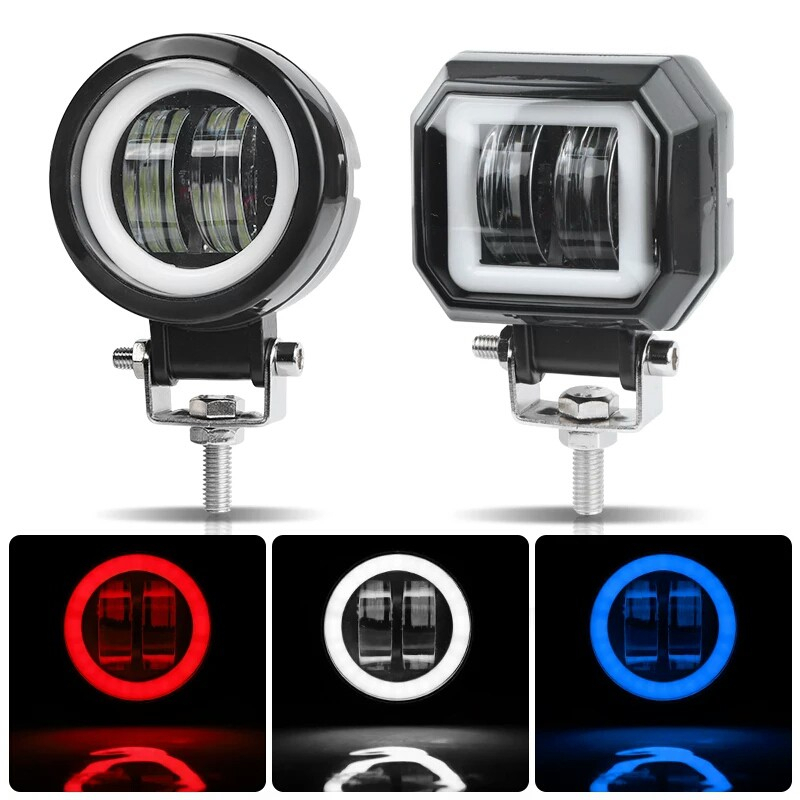 Lampu Tembak Daymaker Mini 4D Bulat Kotak 2 Lensa Foglamp Daymaker 2 Mata 12V Waterproof