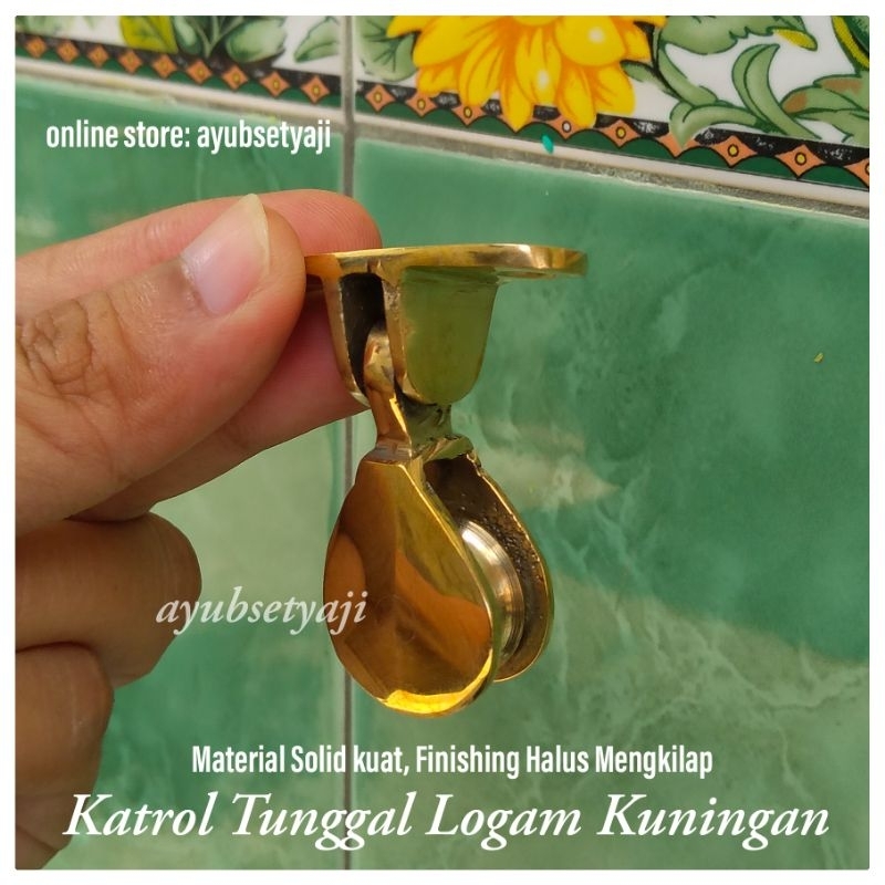 Katrol Kuningan mini kecil model Tunggal Kuat Katrol Sangkar Burung Katrol bendera kerek tali tampar