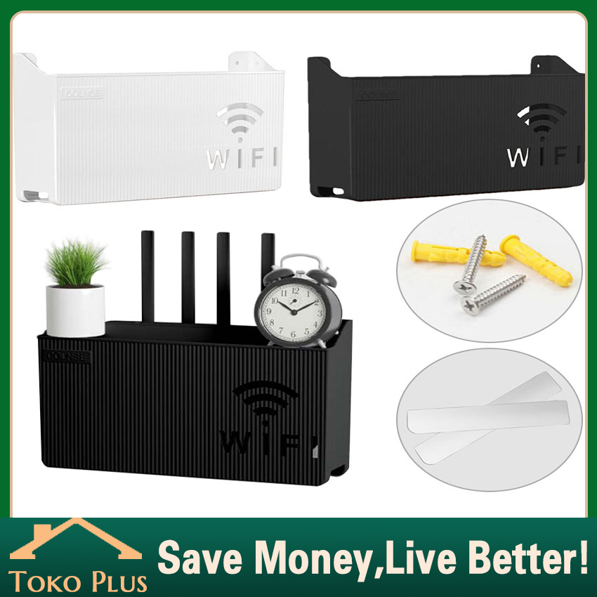 Rak Kotak Wifi Tempat Wireless Wifi Router Dekorasi Dinding Minimalis Serbaguna - Rak Dinding Gantun